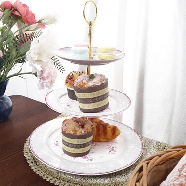 Набір із 6 чашок та блюдець &quotРожева троянда&quot, британський вінтажний набір післяобідніх чашок, порцелянова кавова чашка із золотим обідком, 150 мл (рожевий 3-рівневий пластик)