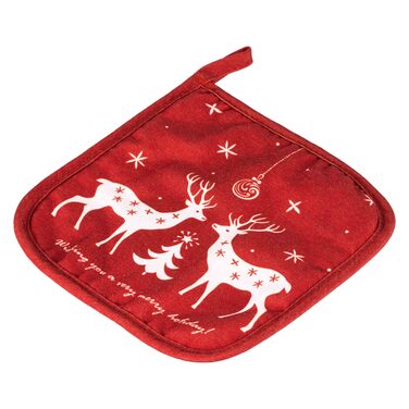 Прихватка Ardesto Christmas Happy Holidays 20х20см, 90% поліестер, 10% бавовна, червоний