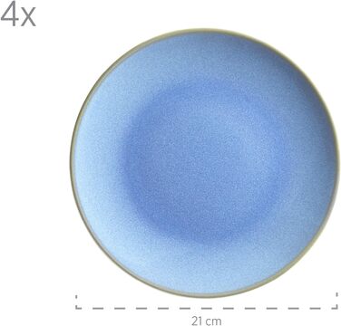 Набір посуду MSER 931545 Ossia для 4 осіб у середземноморському вінтажному стилі, комбінований сервіз із 16 предметів з кераміки (світло-блакитний)