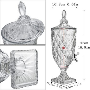 Стеклянный диспенсер для напитков с краном 3 л ZEERSHEE