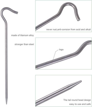 Колышки из титанового сплава Легкие столбы для палаток Кемпинг Палатка Колышки Портативный локоть Травяная палатка Гвоздь Палатка Оборудование для Открытого Сада Кемпинг Путешествия 15 шт./лот Ti4003P (6 шт./лот Ti4004P 20 см (утолщение))