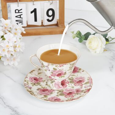 Чашка и блюдце 170 мл розовая роза fanquare