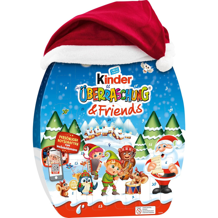 Адвент-календар із 24 шоколадними делікатесами, 370 г Surprise & Friends Kinder