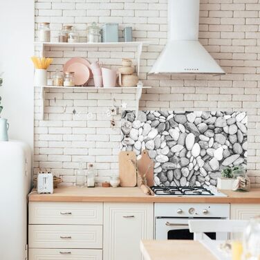 Дизайнерський кухонний фартух з алюмінієвого композиту, кухонний фартух, товщина 3 мм, 60x100 см, (сірий колір &quotпебблз&quot)