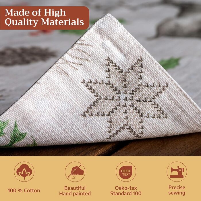 Бавовняні килимки для серветок, набір з 4 шт. , декоративні килимки для серветок, пасхальні килимки, що миються, для свят, вечерь, весни, літа (33 см x 48 см) (27 - Різдвяна роса), 39Hermine 100