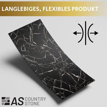 Стінові панелі AS Country Stone під мармур 60x120 см ПВХ-облицювання стіни з пластикових панелей для кухні, ванної кімнати тощо Панель кухонного фартуха (4 шт., чорно-білий колір)