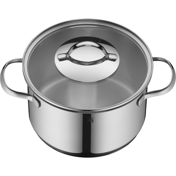 Набір індукційних каструль WMF Aparto Advantage Pot Set зі скляною кришкою, полірована нержавіюча сталь Cromargan, без покриття, можна мити в посудомийній машині (набір каструль) (16 см)