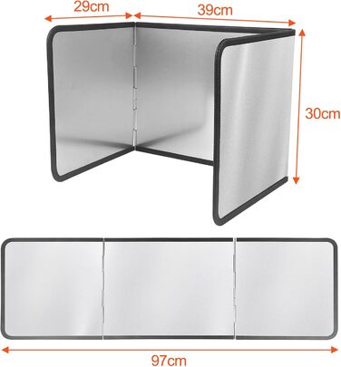 Кухонний фартух Fousenuk, 4-сторонній складаний кухонний фартух, складна стінка із захистом від бризок, компактний складний захист від бризок жиру для кухонь, плит, каструль, стін (39x29x30 см)