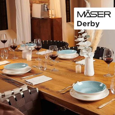 Серия MSER 931448 Derby, набор посуды премиум-класса с квадратными тарелками на 4 персоны гастрономического качества, современный комбинированный сервиз из 16 предметов в ярких пастельных тонах, прочный фарфор (комбинированный сервиз круглый)