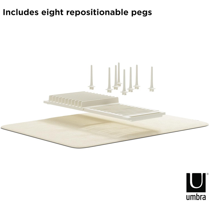 Подставка-сушилка для посуды с ковриком 61 х 46 см бежевая Udry Peg Umbra