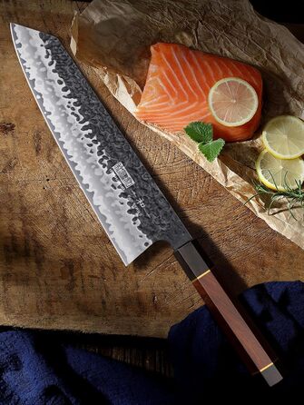 Ніж HOSHANHO Santoku Кухонний ніж ручного кування, ніж Сантоку Гостре лезо 18 см Кухонний ніж з японської серцевини VG10 Ніж для кухарів з ергономічною ручкою Подарункова коробка (ніж для кухарів Kiritsuke 23 см)