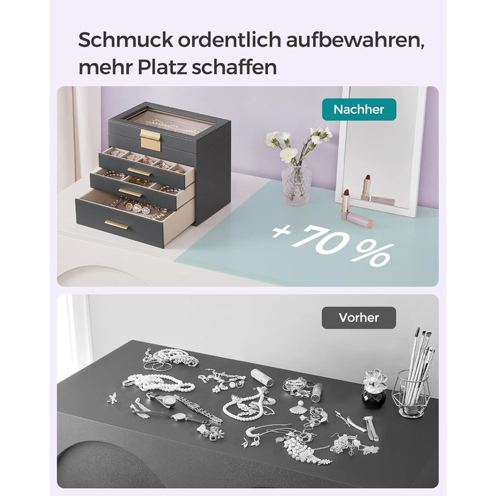 Органайзер для ювелірних виробів 4-рівневий темно-сірий SONGMICS