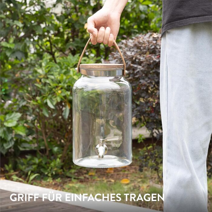 Диспенсер для напоїв скляний з дерев'яною підставкою 5,6 л Navaris