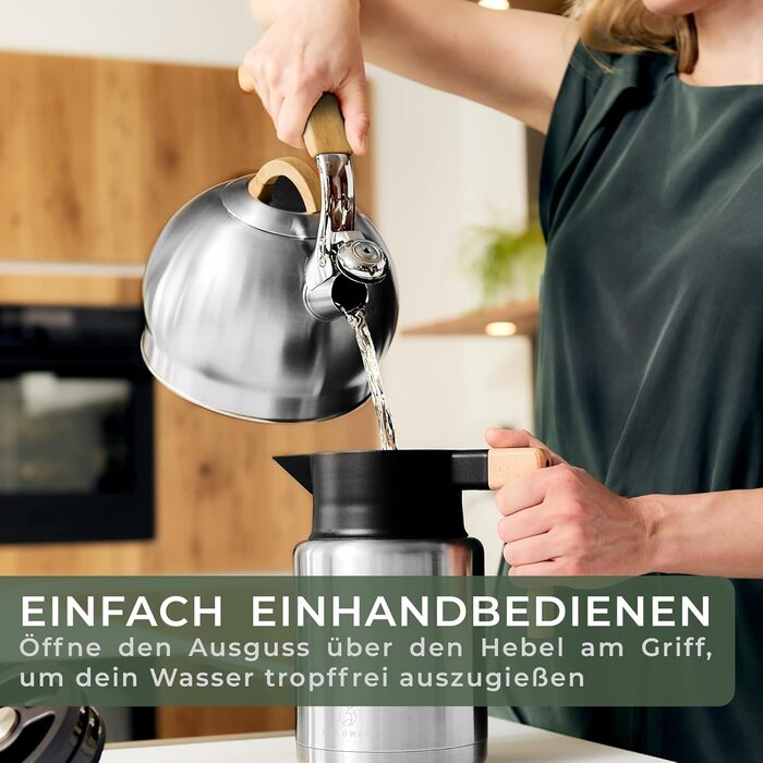 Чайник 2,2 л зі свистком, нержавіюча сталь WALDWERK