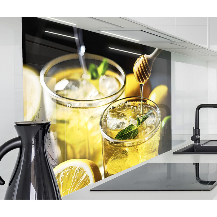 Фартух для плити timalo, настінна раковина, кухонний фартух, скляний вигляд Акрилове скло 2 мм Скляний фартух, акрилові скляні кухонні панелі, захисна панель для фартуха Мармурове біле золото (60x52 см, 97- Лимонад)