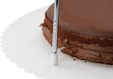 Допоміжний засіб для вирізання коржів для торта Zenker 7705, кондитерська Ø26 / 28 см, набір тортів з ножем для торта та основою для підйому торта, аксесуари для торта з нержавіючої сталі, кількість 1 x набір з 3 шт. , колір срібло (роздільник основи торт