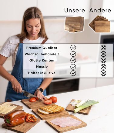 Набір з 6 дерев’яних сніданкових дощечок із акації Deco haus