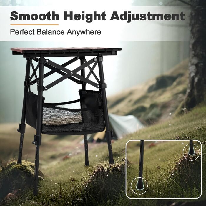 Складной алюминиевый стол с регулируемой высотой и сумкой для хранения Odoland