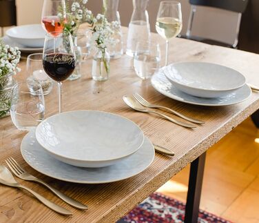 Современный винтажный набор посуды на 2 персоны в мавританском дизайне, обеденный сервиз из 8 предметов с тарелками и мисками из высококачественной керамики, керамогранита, белого цвета в форме купе Белый, 935079 Series Tiles