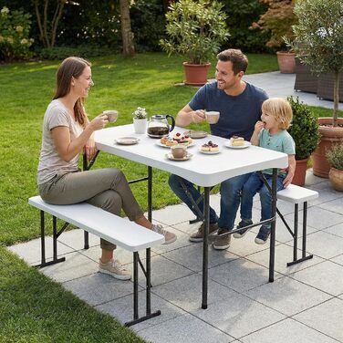 Складний пластиковий набір меблі для кемпінгу 3 предмета білі Sekey