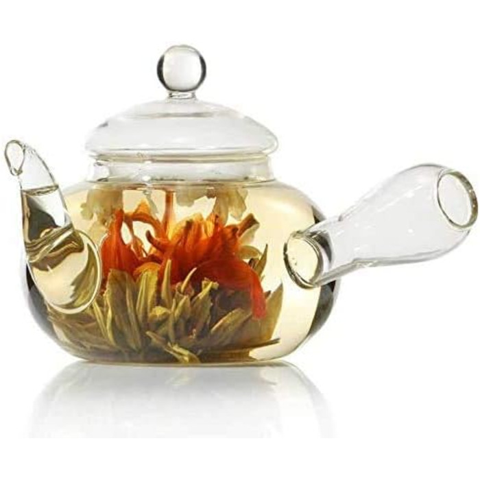 Чайник ручной выдувной с чайным фильтром и чайный ситечко со стеклянной фильтрующей вставкой от Dimono 600 мл идеально подходит для чайных цветов (Kyusu 600мл)