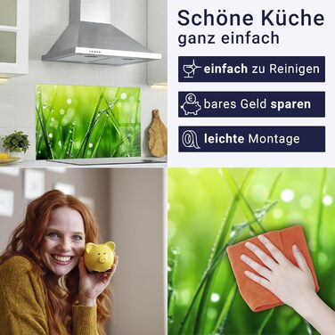 Кухонний фартух timalo зі скляним виглядом Північне море, очерет, захід сонця, океан, солома 2 мм акрилове скло Бризокості для плити, кухонний скляний фартух, акрилові скляні стінові панелі, захисна панель для фартуха (60 x 60 см, 315- Зелена трава)