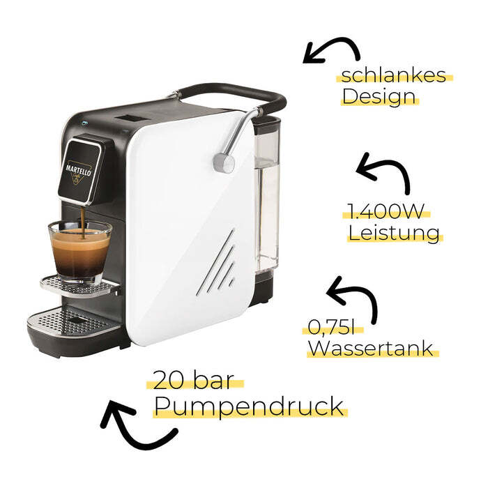 Кофемашина капсульная белая Smart Martello и набор из 200 кофейных капсул Martello