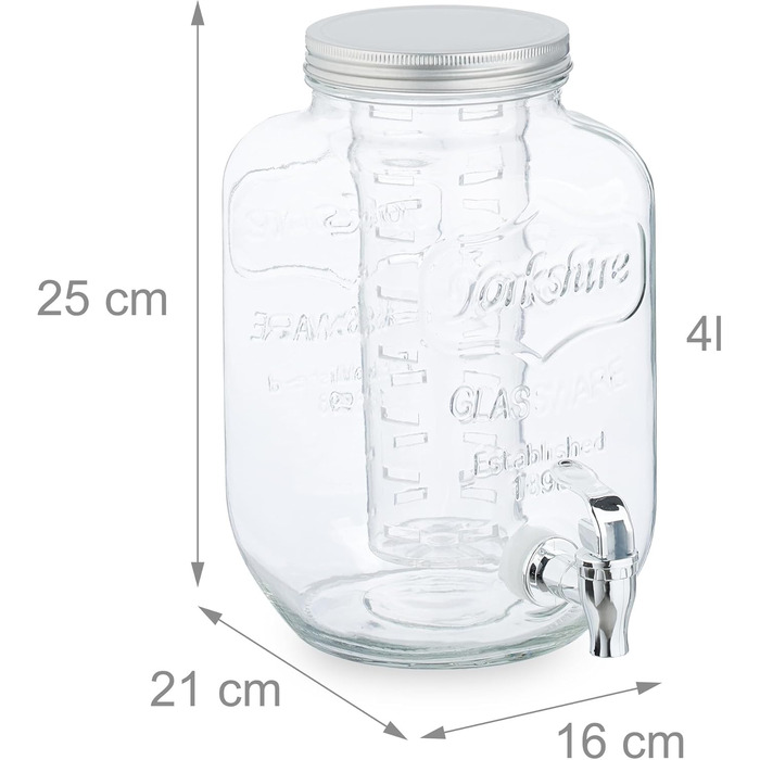 Диспенсер для напоїв з краном 4 л Relaxdays