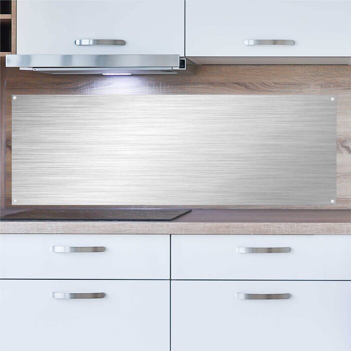 Кухонний фартух INDIGOS UG для плиткового фартуха - - - Термостійкий алюмінієвий композитний бризкозахисний екран - Сучасний кухонний фартух, що протирається - Плита та духовка - Облицювання стін (під нержавіючу сталь, 120x60 см)