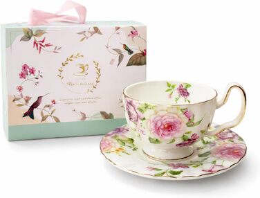 Керамічна чайна чашка з блюдцями та ложкою 200 мл AHKALVTE