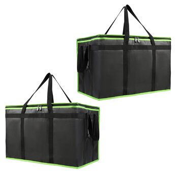 Великі ізольовані харчові контейнери, складна конструкція, термозберігання, водонепроникні, кемпінговий посуд, незамінна, міцна термосумка для пікніка (чорний/зелений)