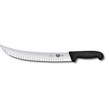 Кухонный нож Victorinox Fibrox Butcher blade 31см рифленый. из черного. Ручка