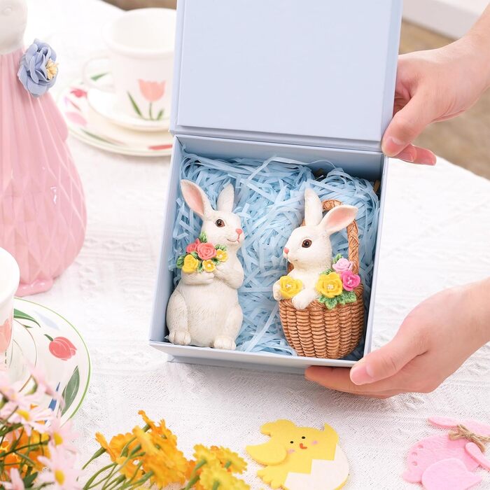 Набір із 2 пасхальних зайчиків з квітами Valery Madelyn