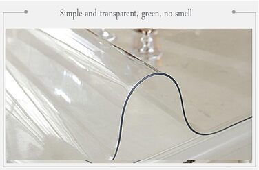 Прозорий захисний чохол для скатертини Ever Fairy, 2,0 мм, ПВХ-килимок для кухні, їдальні, дерев&39яних меблів, захисний чохол (60 x 110 см) (прозорий прямокутний 2 мм, 160 x 80 см (прямокутний))