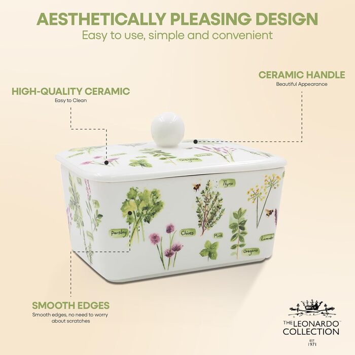 Маслянка з кришкою, китайська кераміка, з гарними акварельними мотивами, розроблена галереєю Дженніфер Роуз для Busy Bees (сад трав)