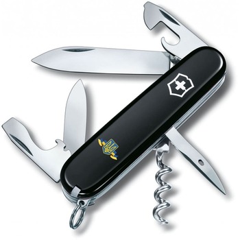 Нож Victorinox Spartan Ukraine 91мм/12funk/черный /Герб Украины с лентой