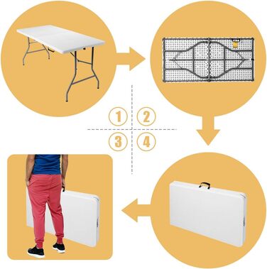 Складной кемпинговый стол 182 х 75 х 74,5 см RELAX4LIFE