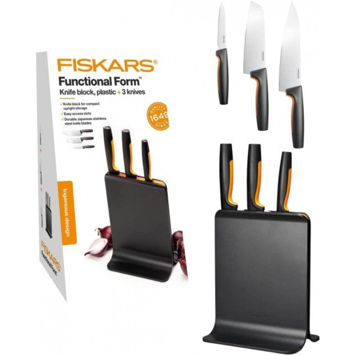 Набор ножей Fiskars Functional Form с черной подставкой 3 шт. (1057555)