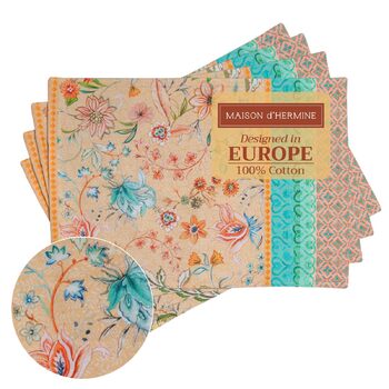 Бавовняні килимки для серветок, набір з 4 шт. , декоративні килимки для серветок, пасхальні килимки, що миються, для свят, вечерь, весни, літа (33 см x 48 см) (019 - Розкішний лофт - Персиковий), 39Hermine 100