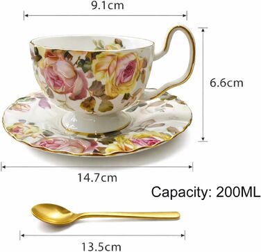 Керамічна чайна чашка з блюдцями та ложками (Herbst)