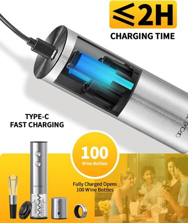 Електричний акумуляторний відкривач для вина з ножем для фольги 5-в-1 CIRCLE JOY