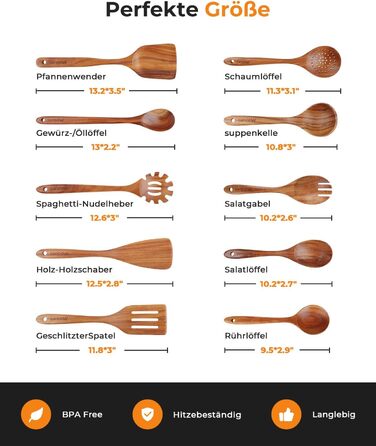 Набір кухонних аксесуарів із натурального тикового дерева 10 предметів Mooues