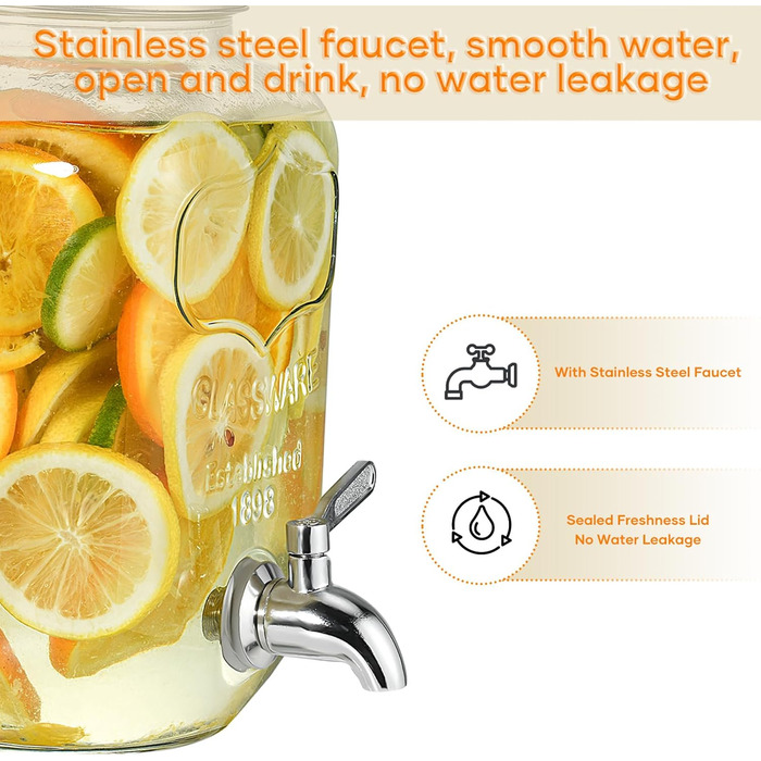 Скляний диспенсер для напоїв з краном 8 л Hisredsun