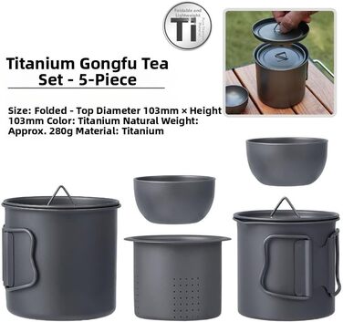 Легкий титановий похідний набір 5 предметів Posheliox