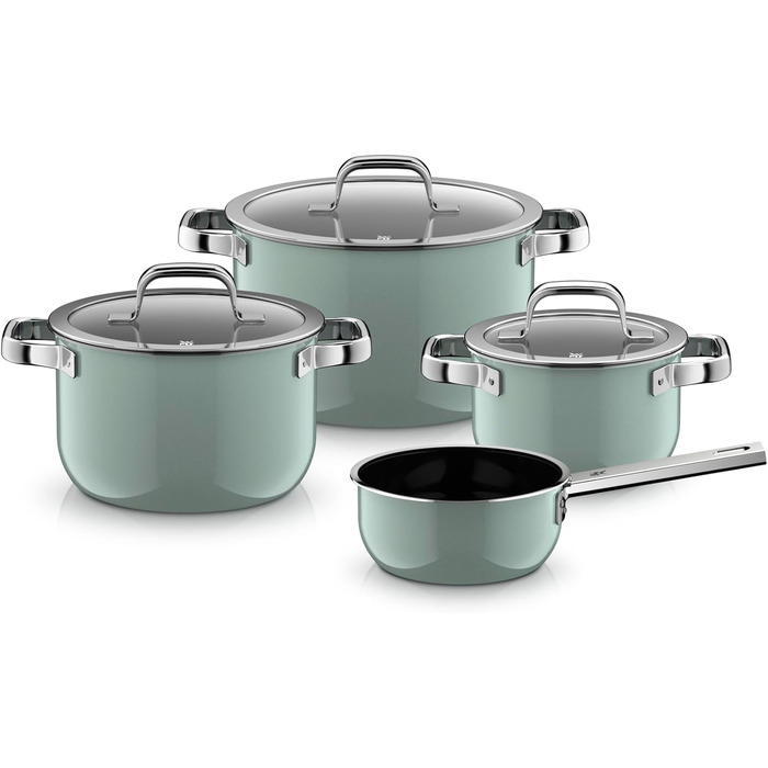 Набір каструль зі скляними кришками, 4 предмети, зелений Fusiontec Mineral Pro WMF