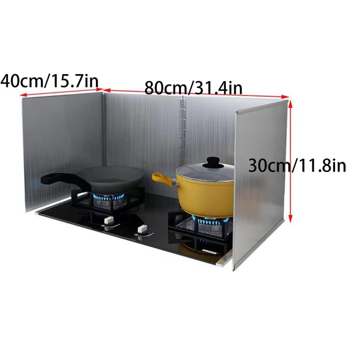 Кухонний фартух, складана стінка, захист від бризок, масляний бар&39єр, плита, складаний, нержавіюча сталь, жироварка, кухонний фартух (30x80x40 см)