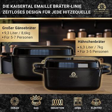 Чавунна жаровня з емальованою кришкою 28 см 4,4 л K KAISERTAL