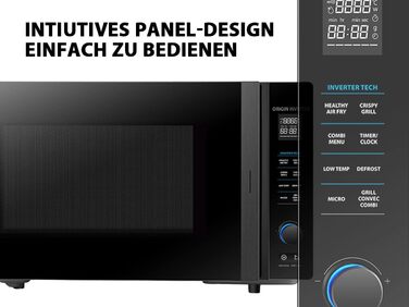 Мікрохвильова піч Toshiba MW3-AG20PE(BK) з грилем 20 л 3-в-1, розморожування шеф-кухарем, мікрохвильова піч, гриль, комбінований режим, 5 рівнів потужності, 8 автоматичних програм, легке очищення, чорний колір (25 л конвекція 4-в-1)