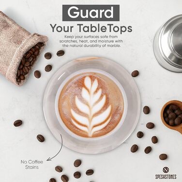 Мармурові підставки під напої, зелені, 8,9 см, круглі, кам'яні підставки з тримачем ідеальні підставки для кав'ярень, подарунків, обіднього столу та декору для дому, набір з 6 шт. (Білий онікс)