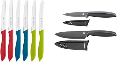 Набор ножей для завтрака 6 предметов, 23 см, зубчатый нож для булочек, нож для обеда, стальное специальное лезвие, пластиковая ручка, (цветной, комплект с набором ножей, черный)